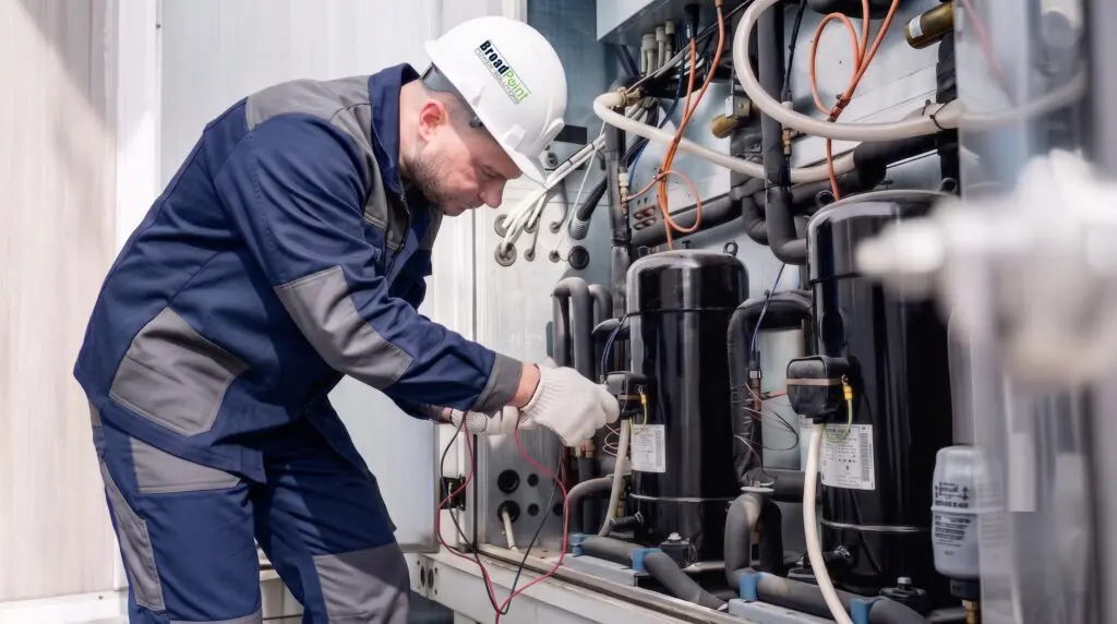 Maintenance Technician performing Compresor Services - Broad Point Power Solutions